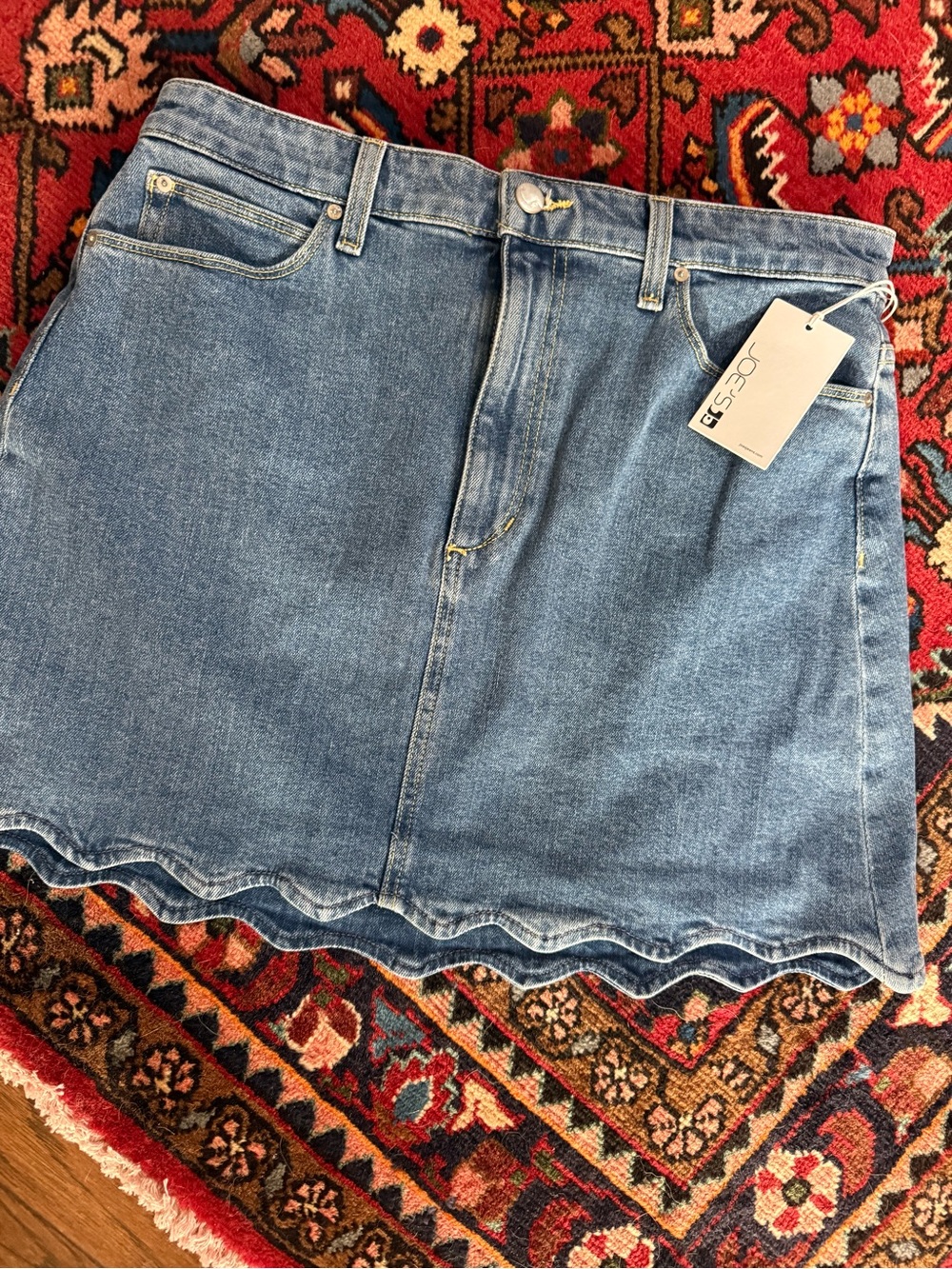 NWT Joes Jeans Blue Denim Scallop-Hem Mini Skirt